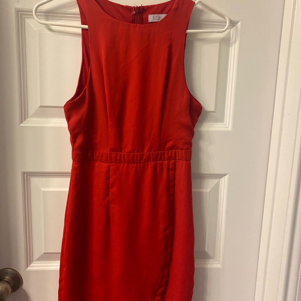 Tobi Red Halter Sheath Cocktail Dress